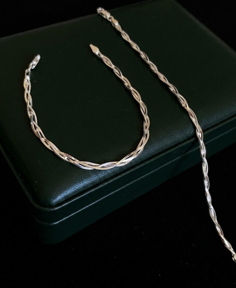 PULSEIRA TRANÇADA TRÊS FIOS LAMINADO - Imagem 2